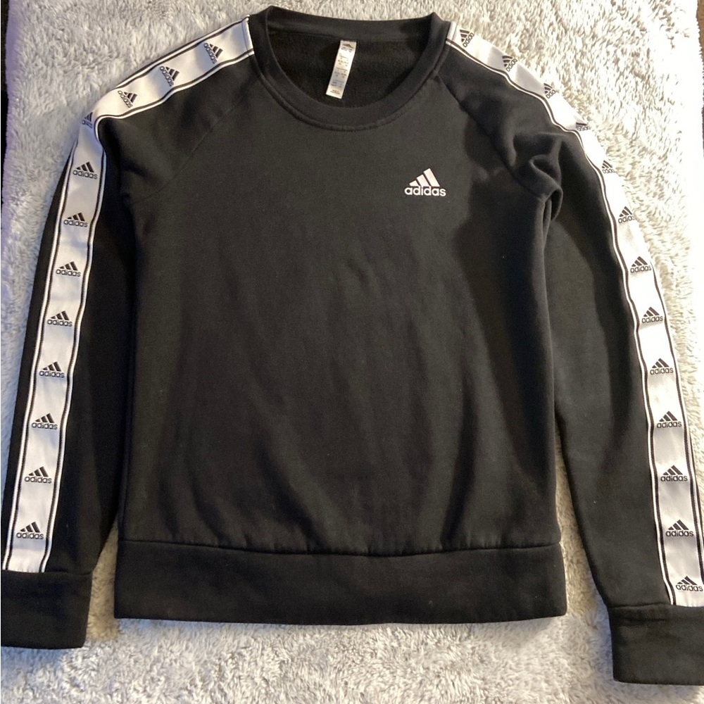 ADIDAS BLACK XS 3-STRIPES FLEECE SWEATSHIRT WOMEN